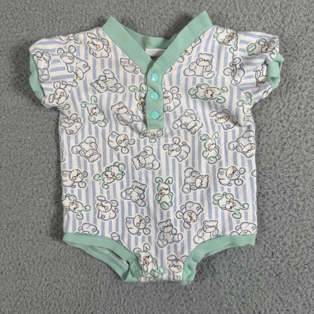 Basic Editions Baby Boys Bodysuit Blue Dog Size 3-6 Months Vintage